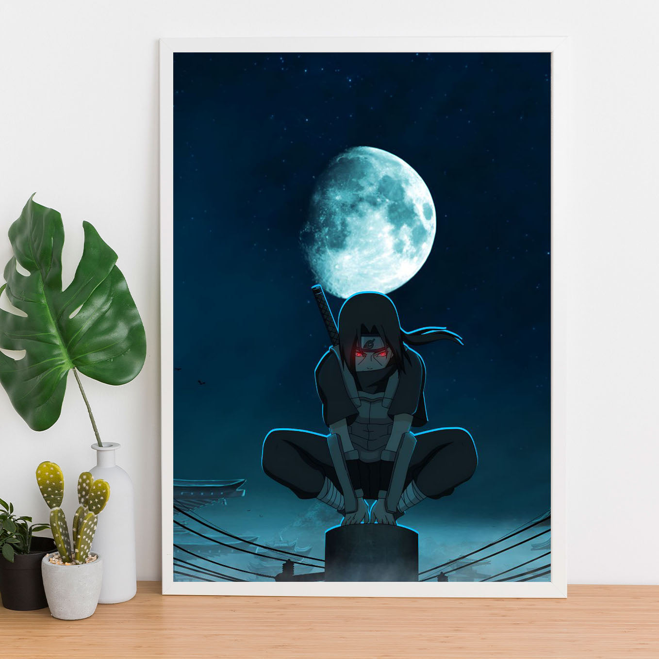 Naruto Itachi In The Moonlight Poster art framed 13x19-Inch - SoulAbiti