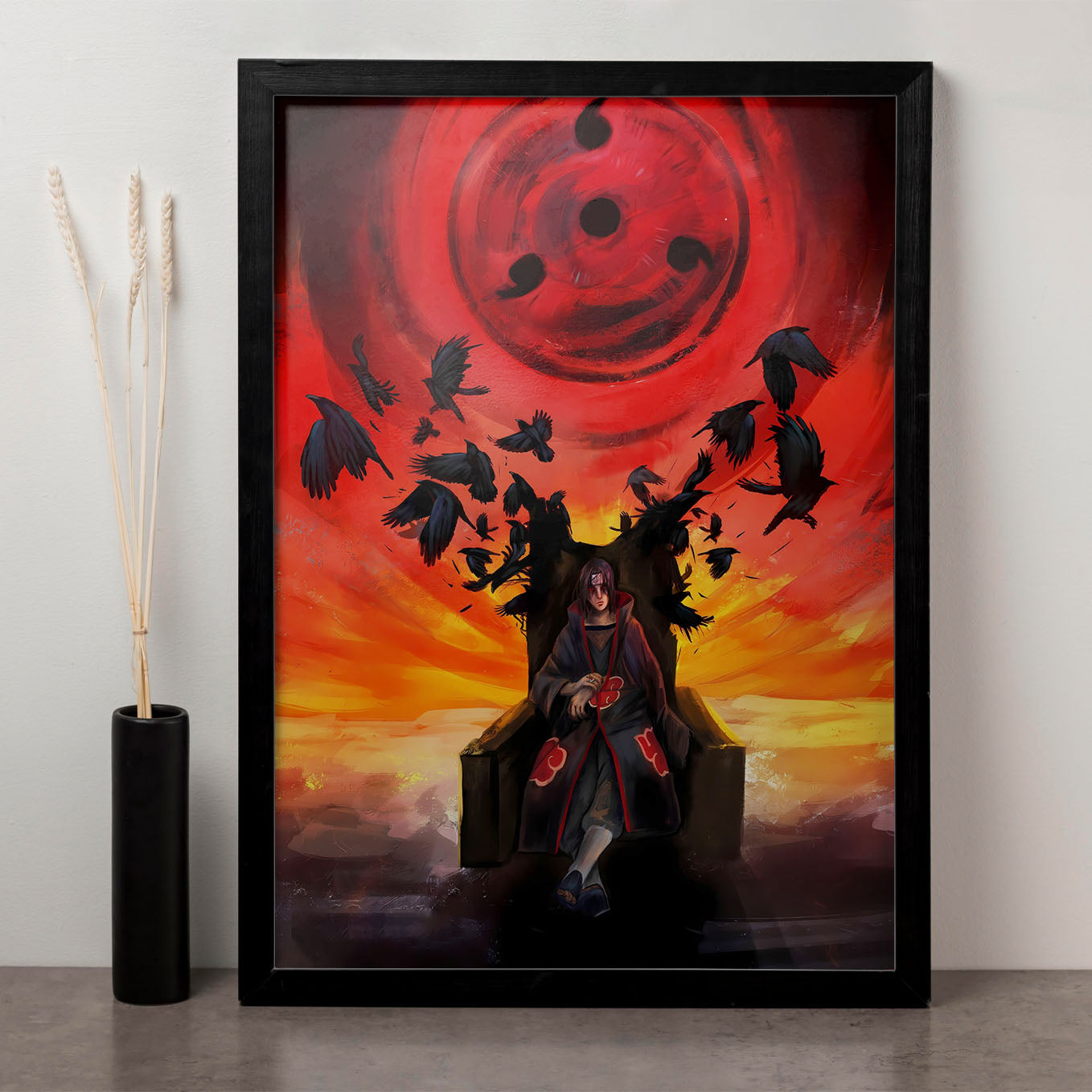 Naruto Itachi Sitting On Chair Poster art framed 13x19-Inch - SoulAbiti