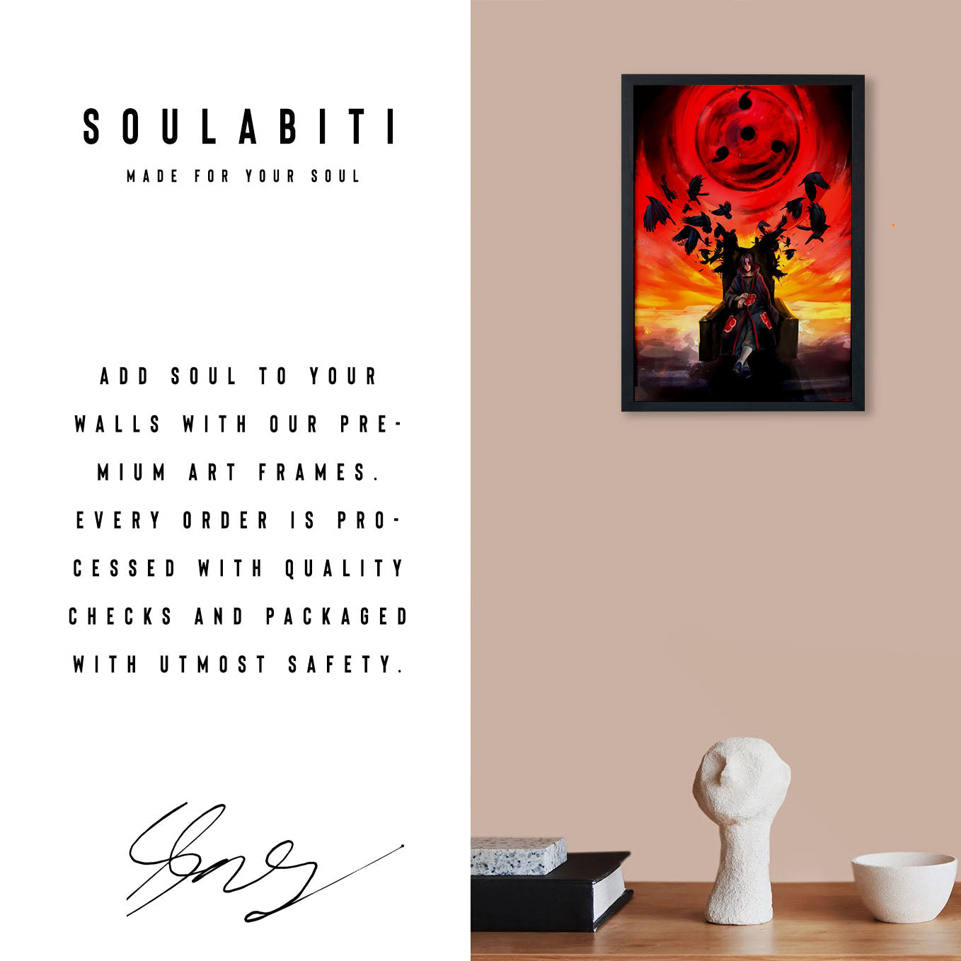 Naruto Itachi Sitting On Chair Poster art framed 13x19-Inch - SoulAbiti