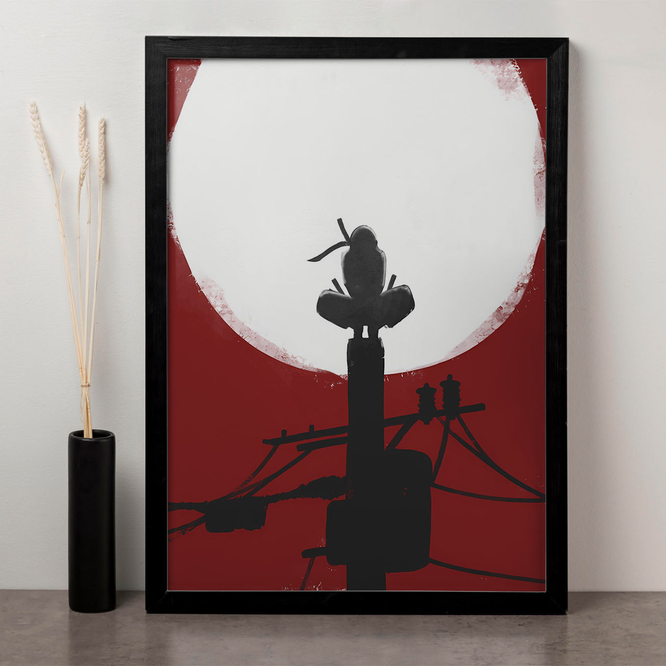 Naruto Itachi Sitting On Pole Poster art framed 13x19-Inch - SoulAbiti