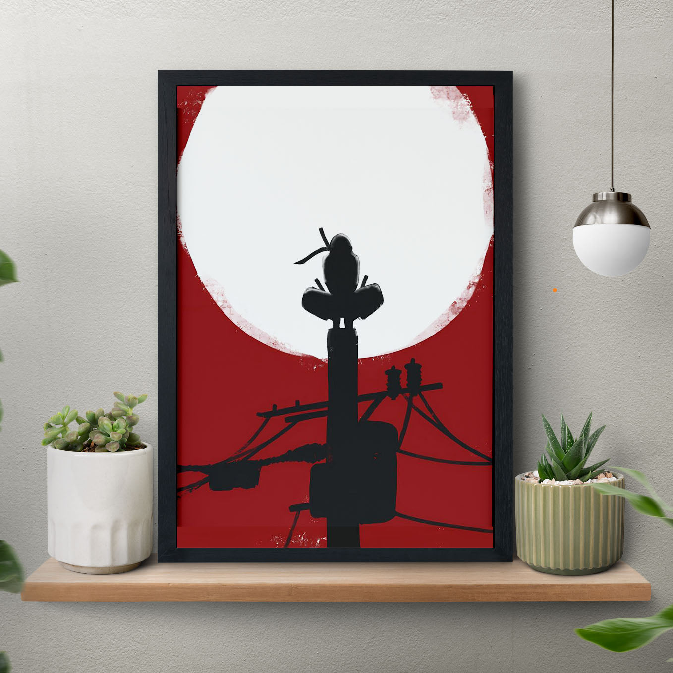 Naruto Itachi Sitting On Pole Poster art framed 13x19-Inch - SoulAbiti