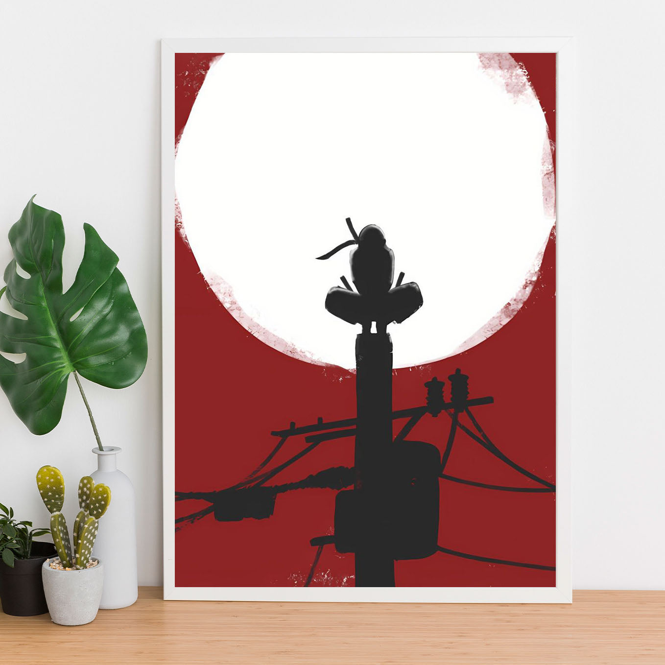 Naruto Itachi Sitting On Pole Poster art framed 13x19-Inch - SoulAbiti