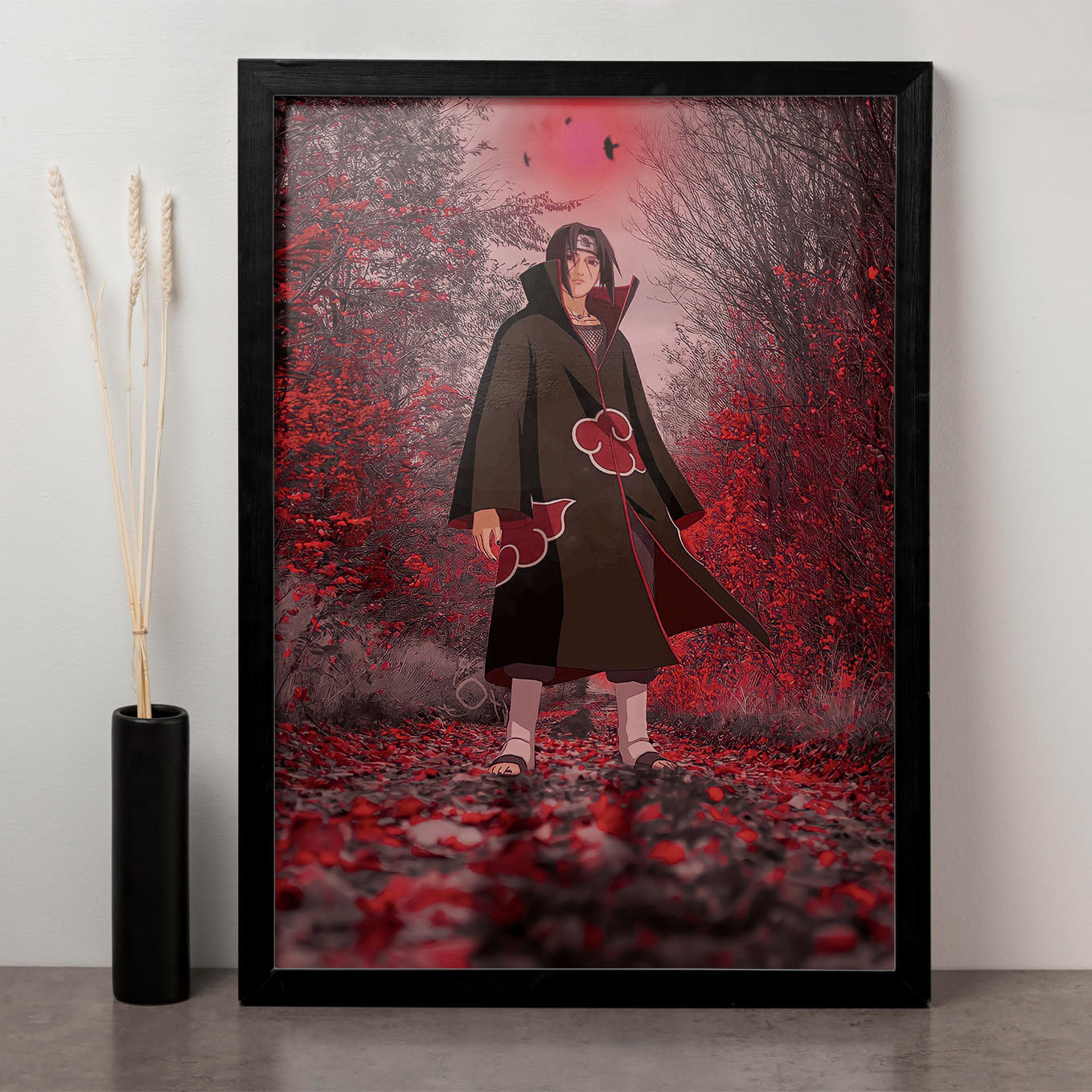 Naruto Itachi Standing Alone Poster art framed 13x19-Inch - SoulAbiti