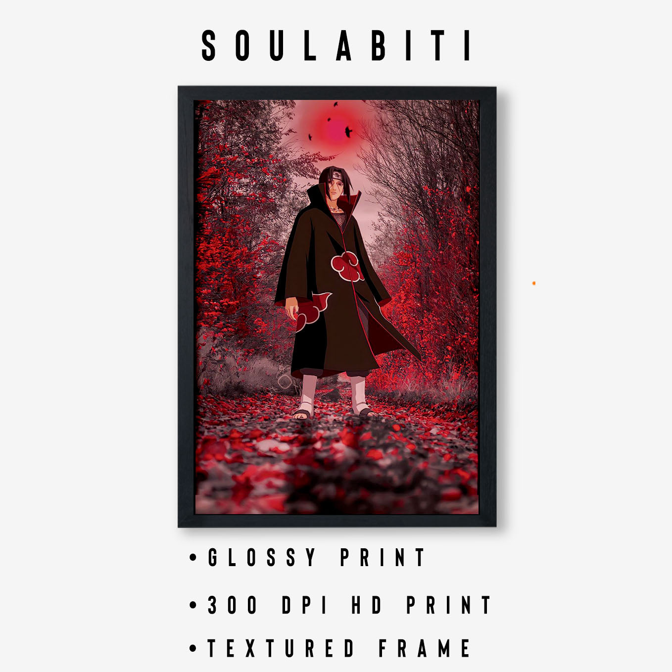 Naruto Itachi Standing Alone Poster art framed 13x19-Inch - SoulAbiti