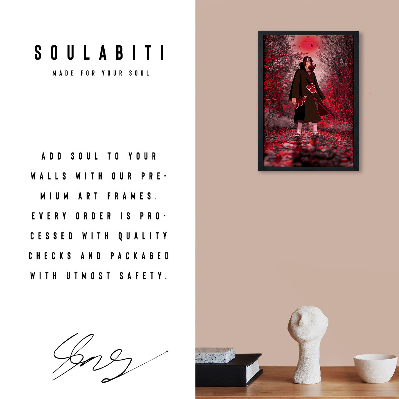 Naruto Itachi Standing Alone Poster art framed 13x19-Inch - SoulAbiti