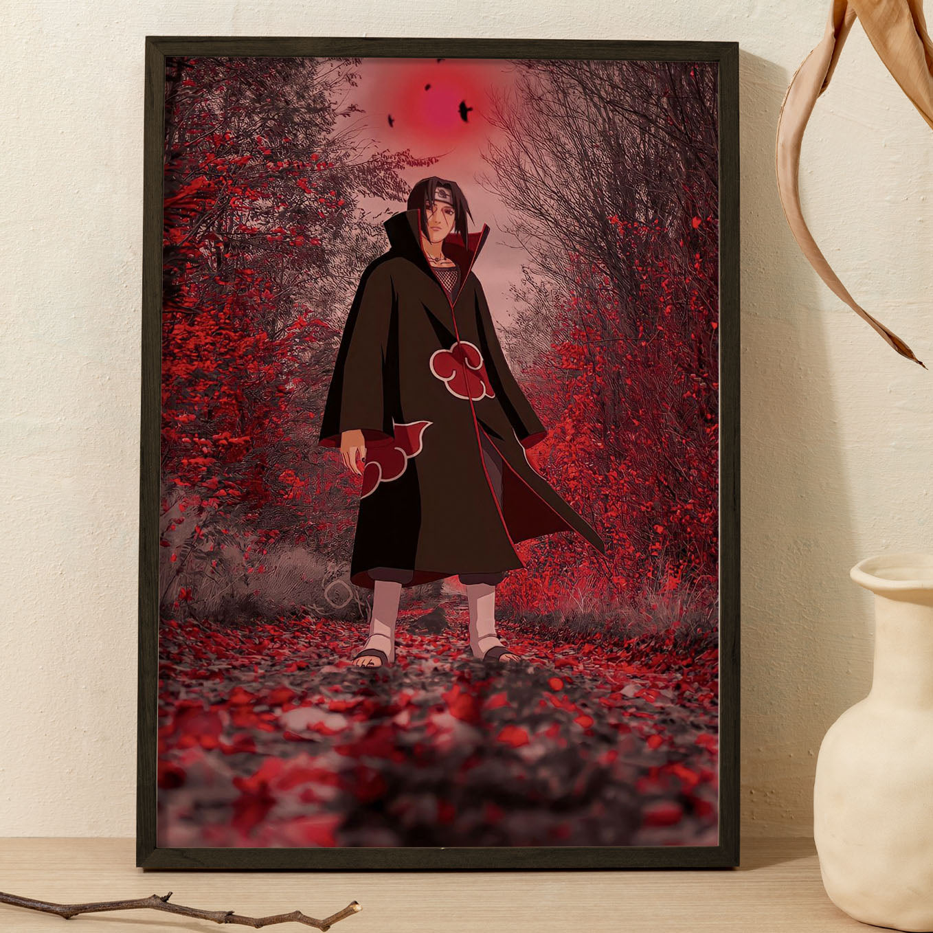 Naruto Itachi Standing Alone Poster art framed 13x19-Inch - SoulAbiti
