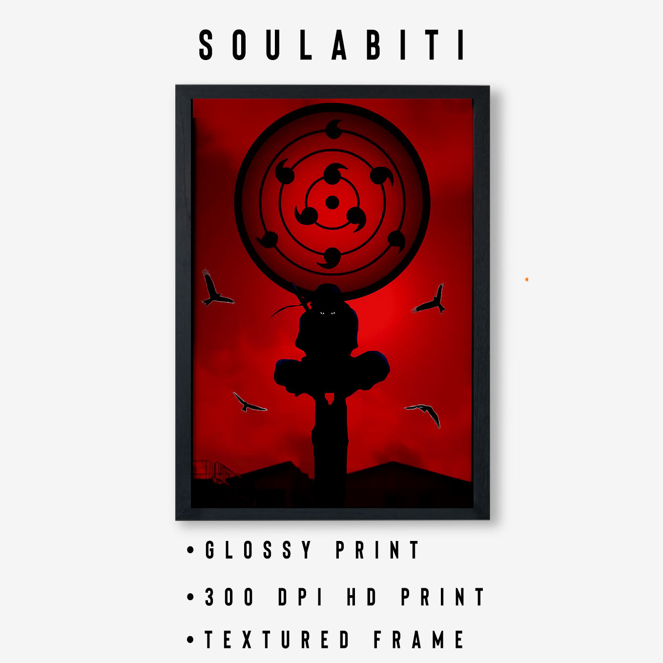Naruto Itachi Triple Tomoe Sharingan Poster art framed 13x19-Inch - SoulAbiti