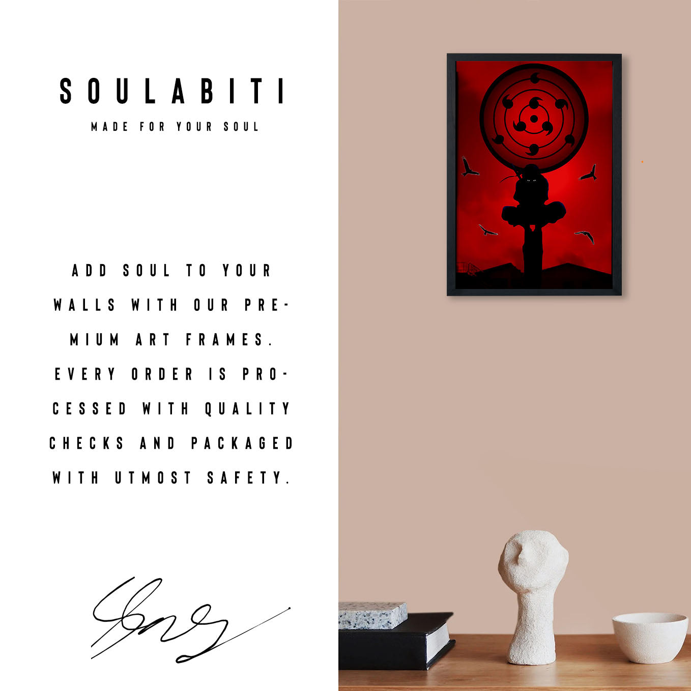 Naruto Itachi Triple Tomoe Sharingan Poster art framed 13x19-Inch - SoulAbiti