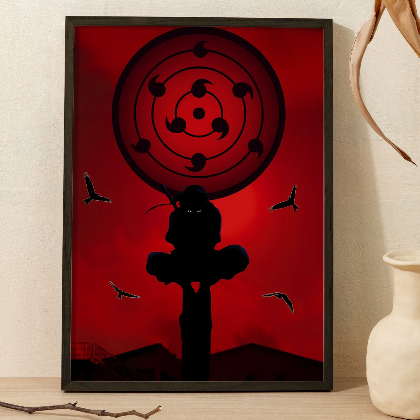 Naruto Itachi Triple Tomoe Sharingan Poster art framed 13x19-Inch - SoulAbiti