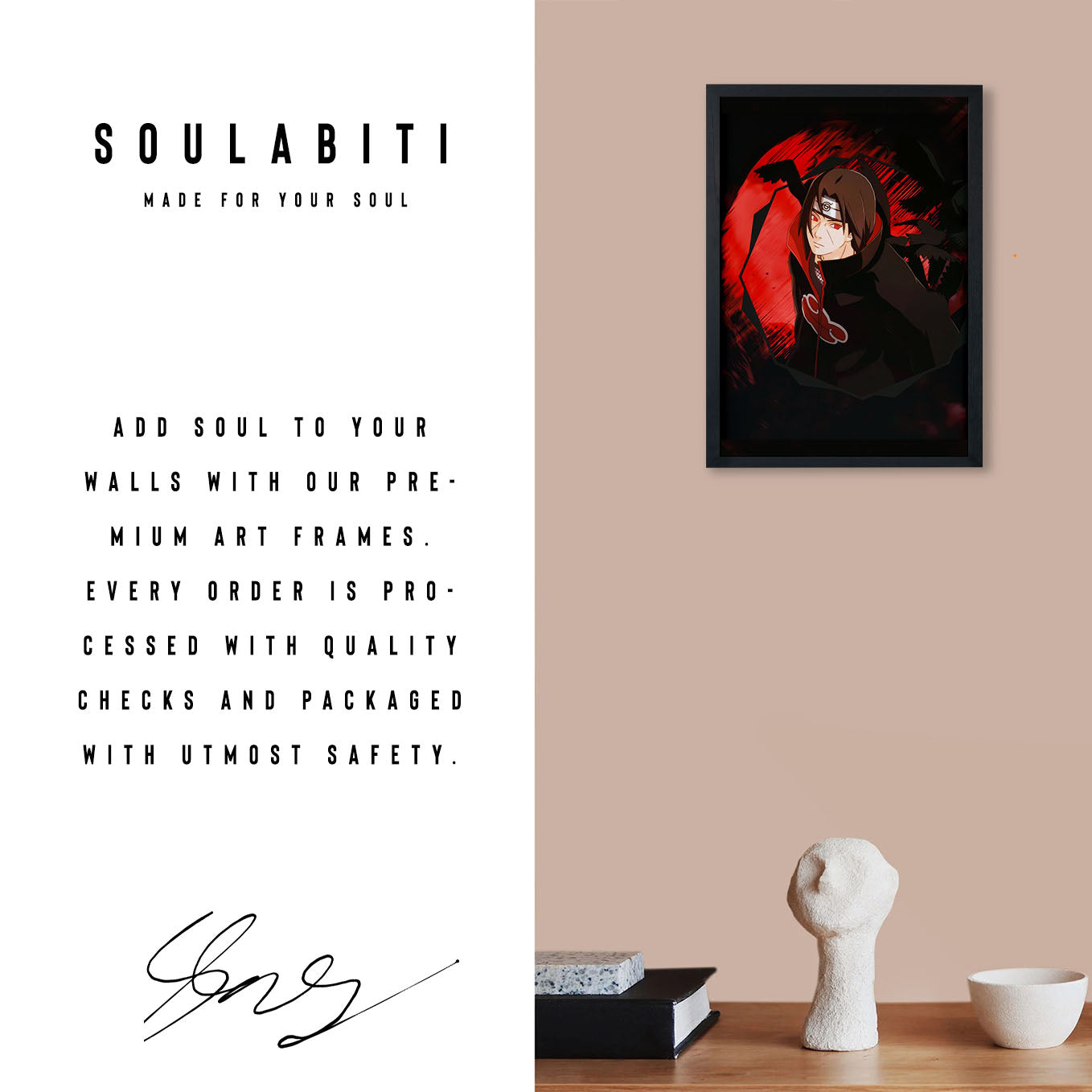Naruto Itachi Uchiha Poster art framed 13x19-Inch - SoulAbiti