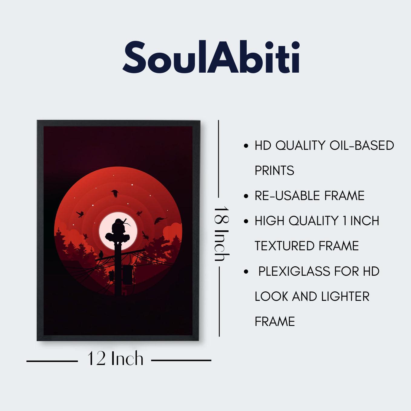 Naruto Itachi uchiha silhouette on a pole art framed in 1-inch - SoulAbiti