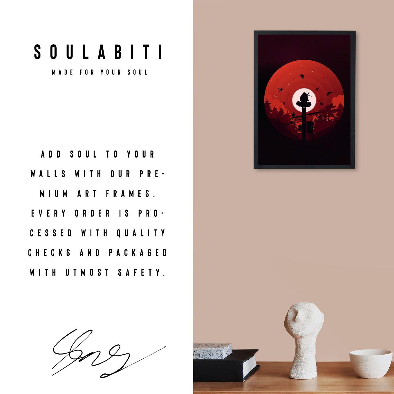 Naruto Itachi uchiha silhouette on a pole art framed in 1-inch - SoulAbiti