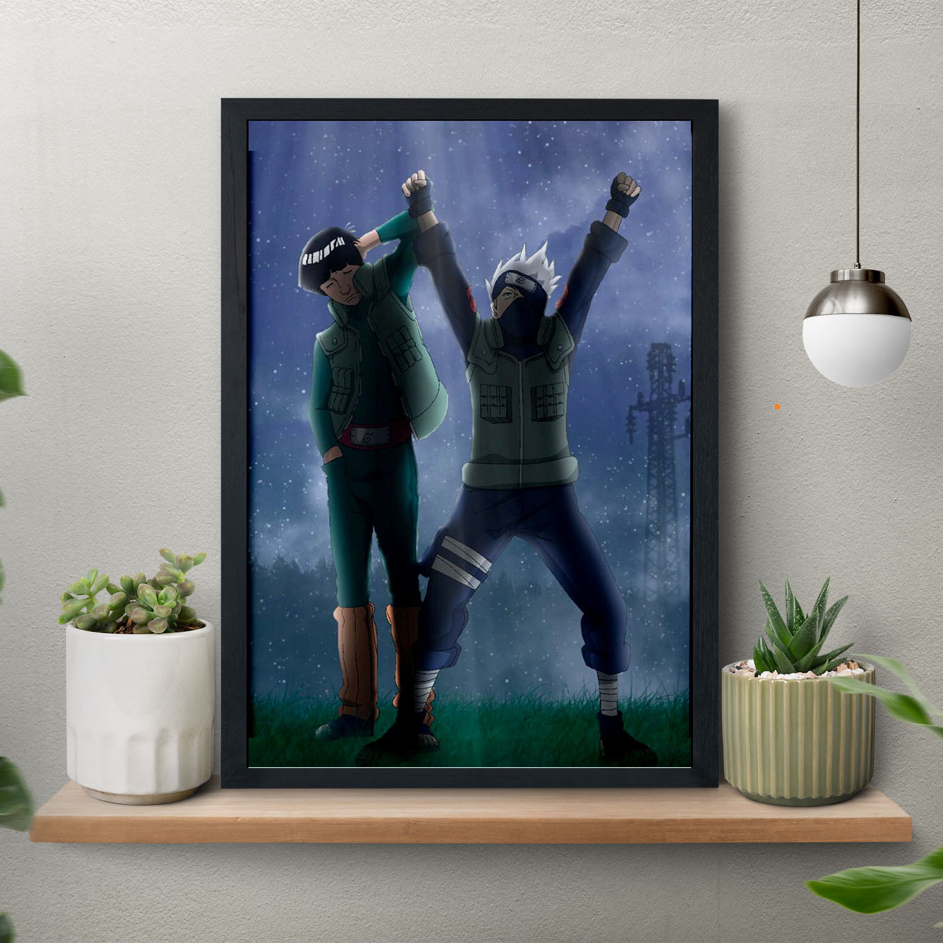 Naruto Kakashi and Might Guy Poster art framed 13x19-Inch - SoulAbiti