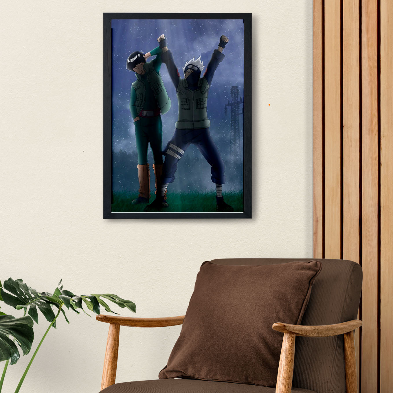 Naruto Kakashi and Might Guy Poster art framed 13x19-Inch - SoulAbiti