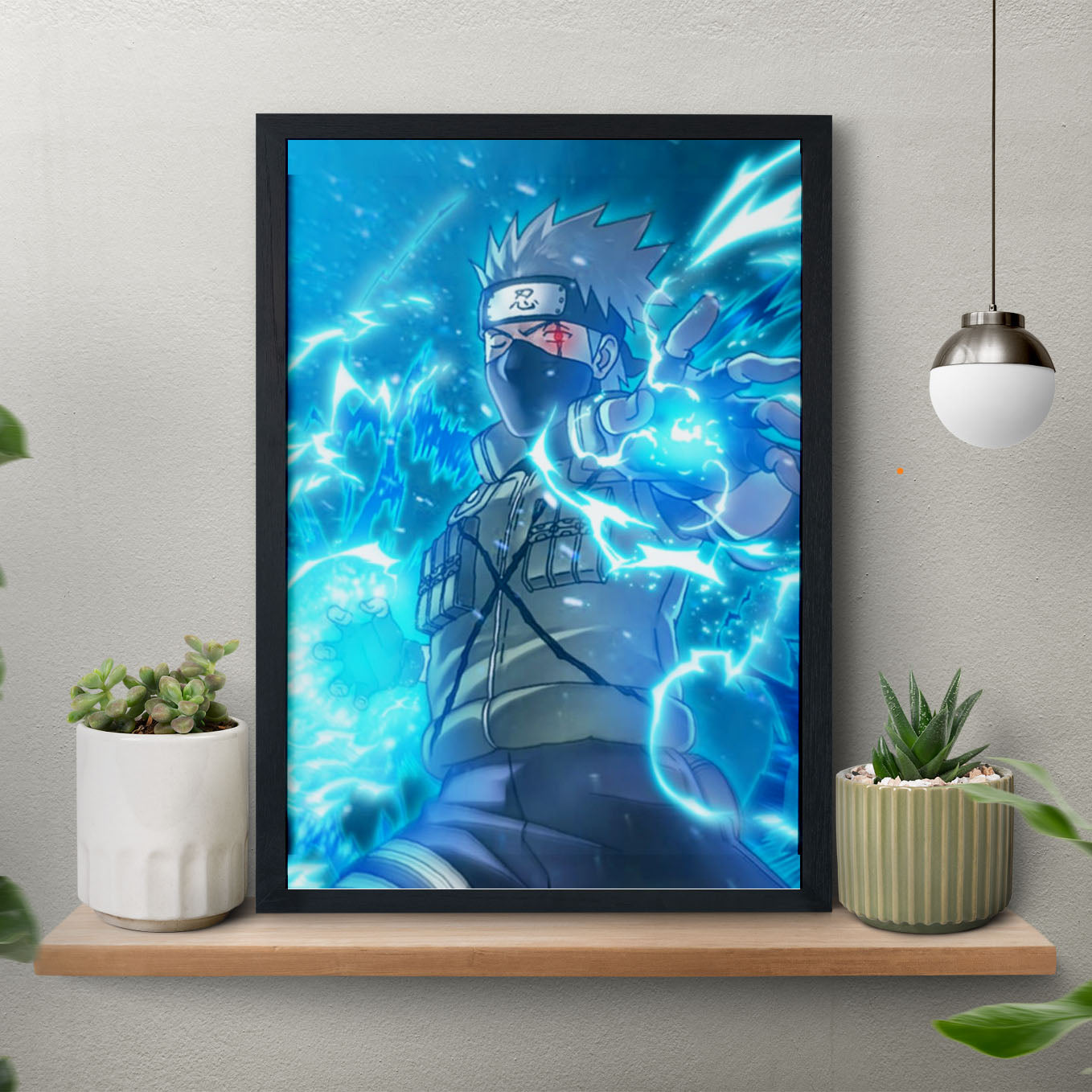 Naruto kakashi lightning blade Poster art framed 13x19-Inch - SoulAbiti