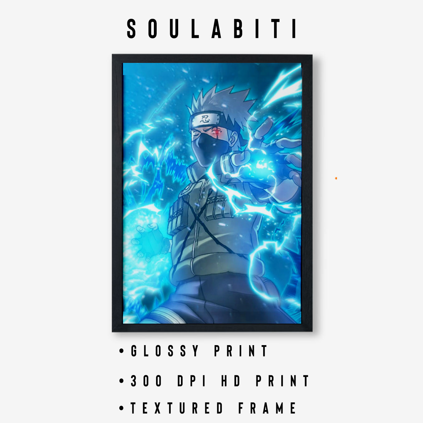 Naruto kakashi lightning blade Poster art framed 13x19-Inch - SoulAbiti