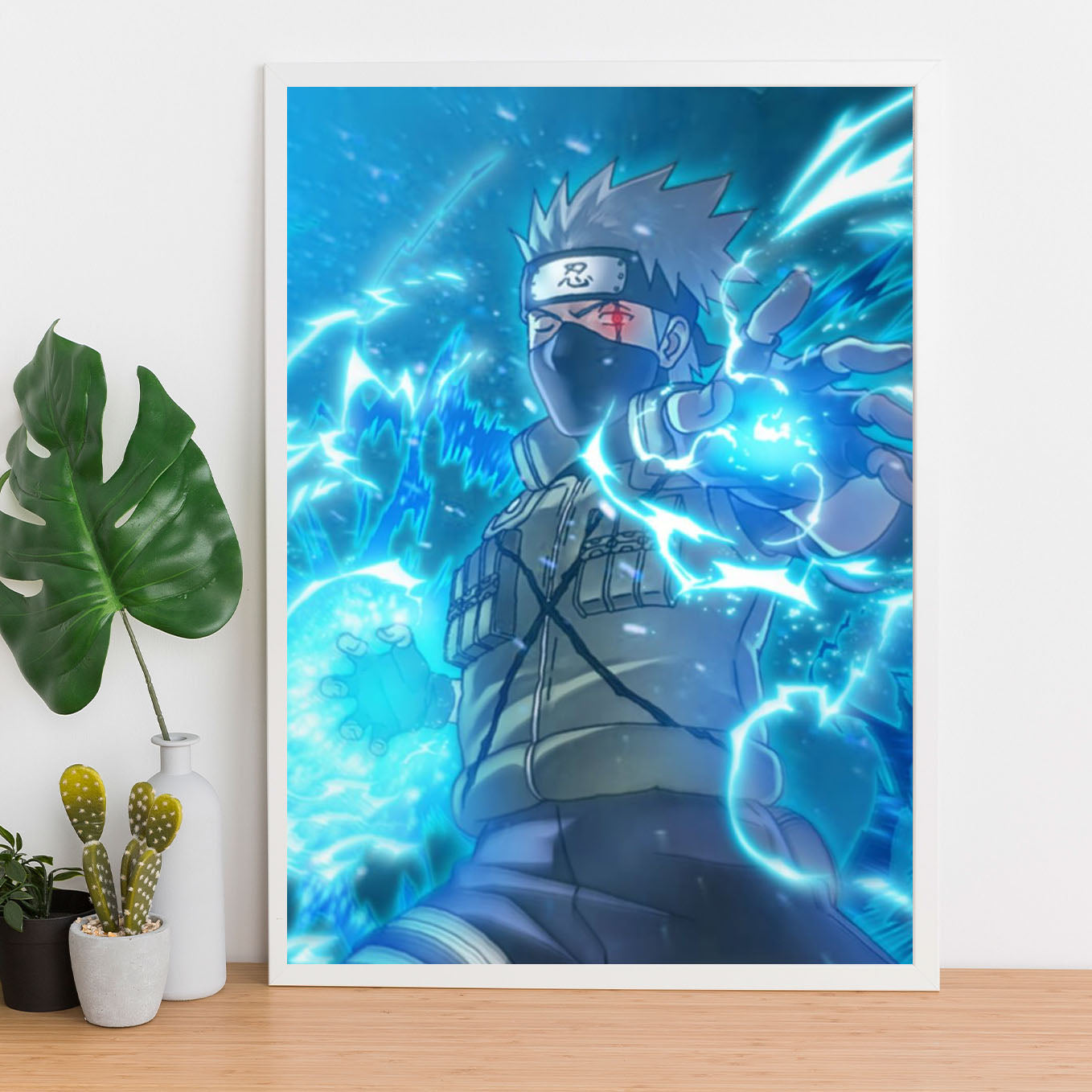 Naruto kakashi lightning blade Poster art framed 13x19-Inch - SoulAbiti