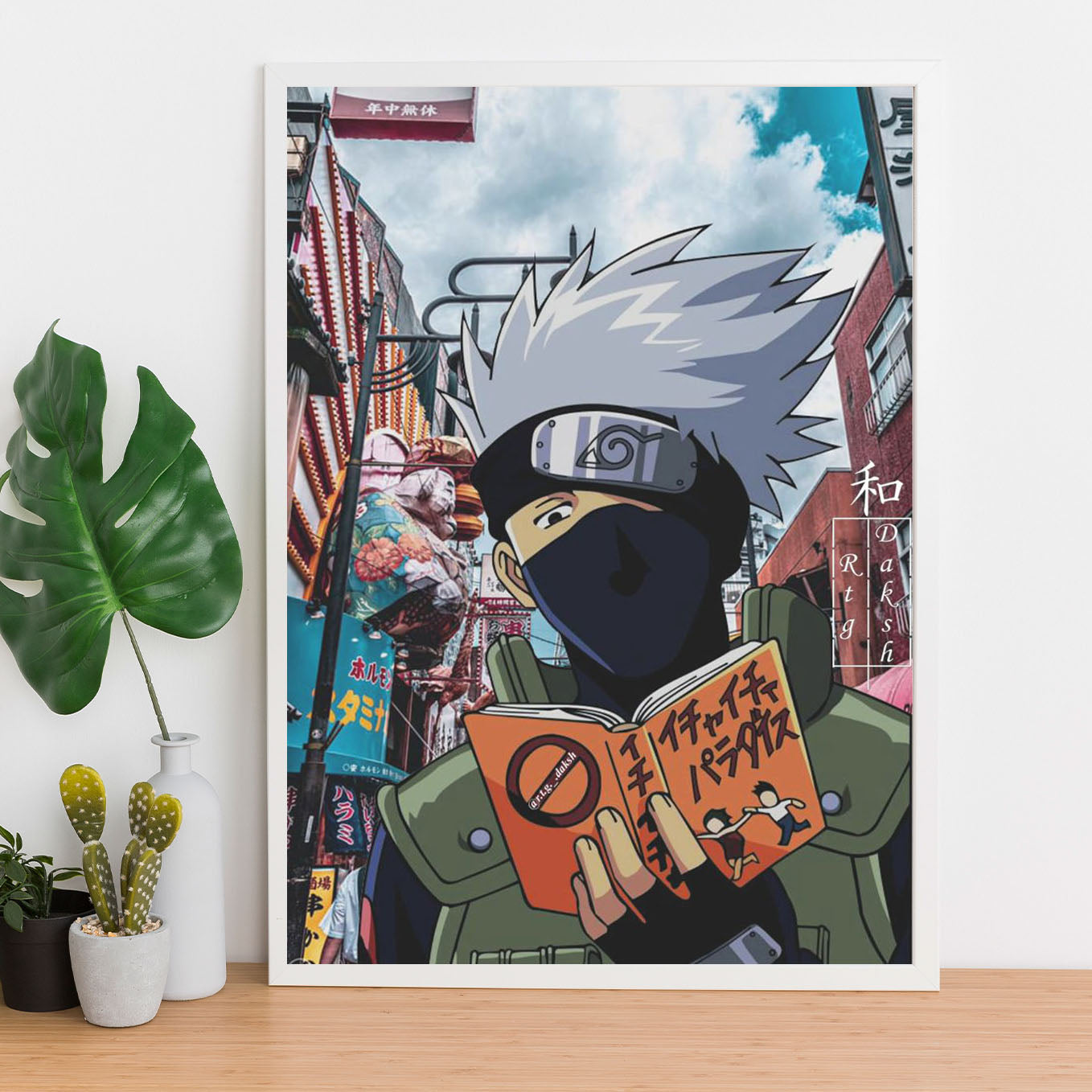 Naruto Kakashi Poster art framed 13x19-Inch - SoulAbiti