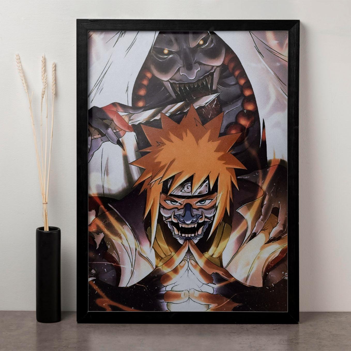Naruto Minato uzumaki the Fourth Hokage death reaper seal framed art with glass - SoulAbiti