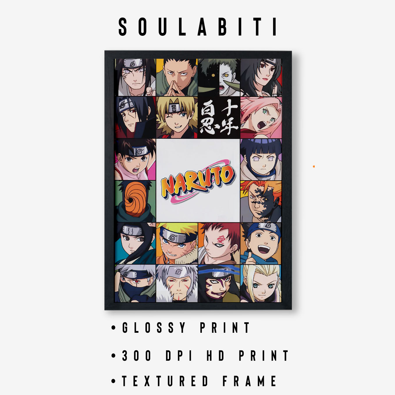 Naruto Naruto Collage Poster art framed 13x19-Inch - SoulAbiti