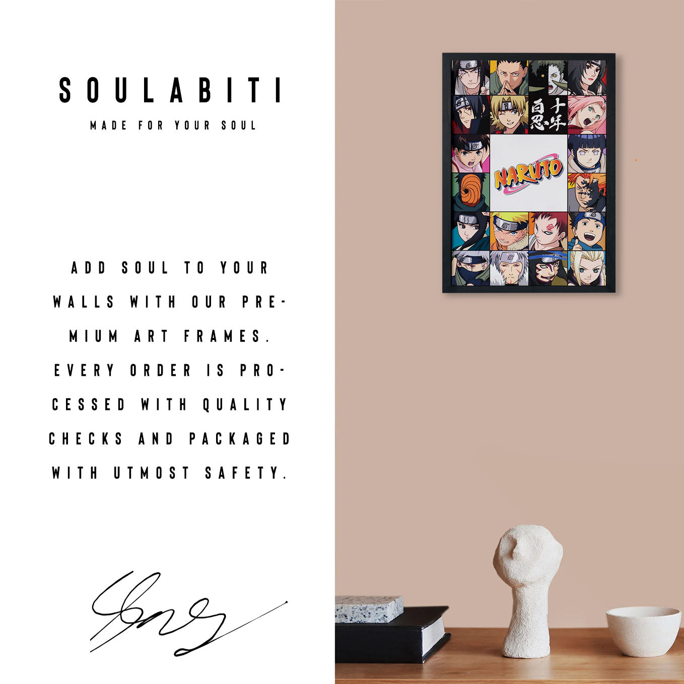 Naruto Naruto Collage Poster art framed 13x19-Inch - SoulAbiti