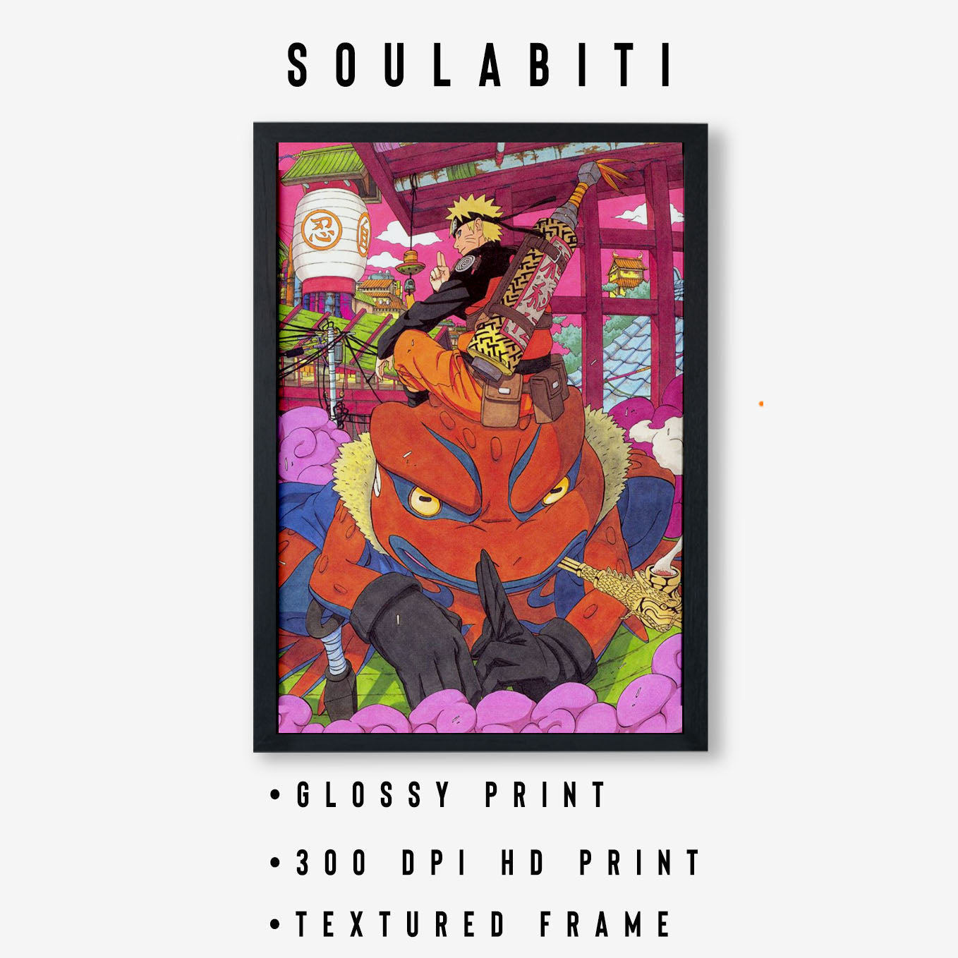 Naruto Sage Mode With Gamakichi Poster art framed 13x19-Inch - SoulAbiti