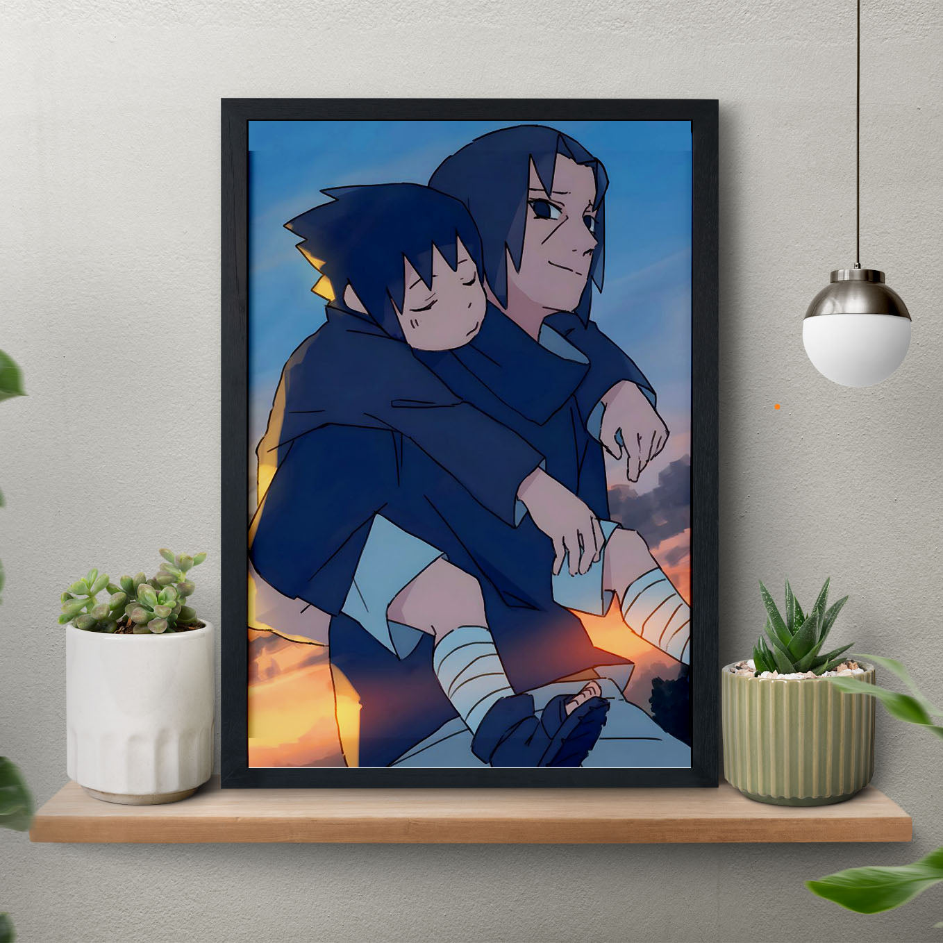 Naruto Sasuke On Itachi's Back Poster framed 13x19-Inch - SoulAbiti