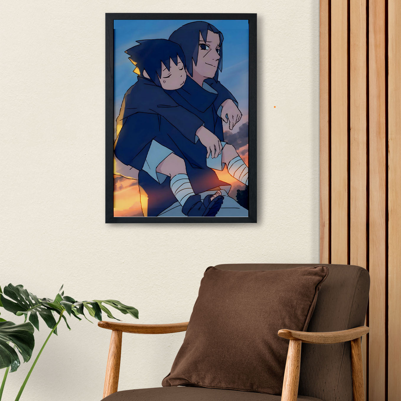 Naruto Sasuke On Itachi's Back Poster framed 13x19-Inch - SoulAbiti