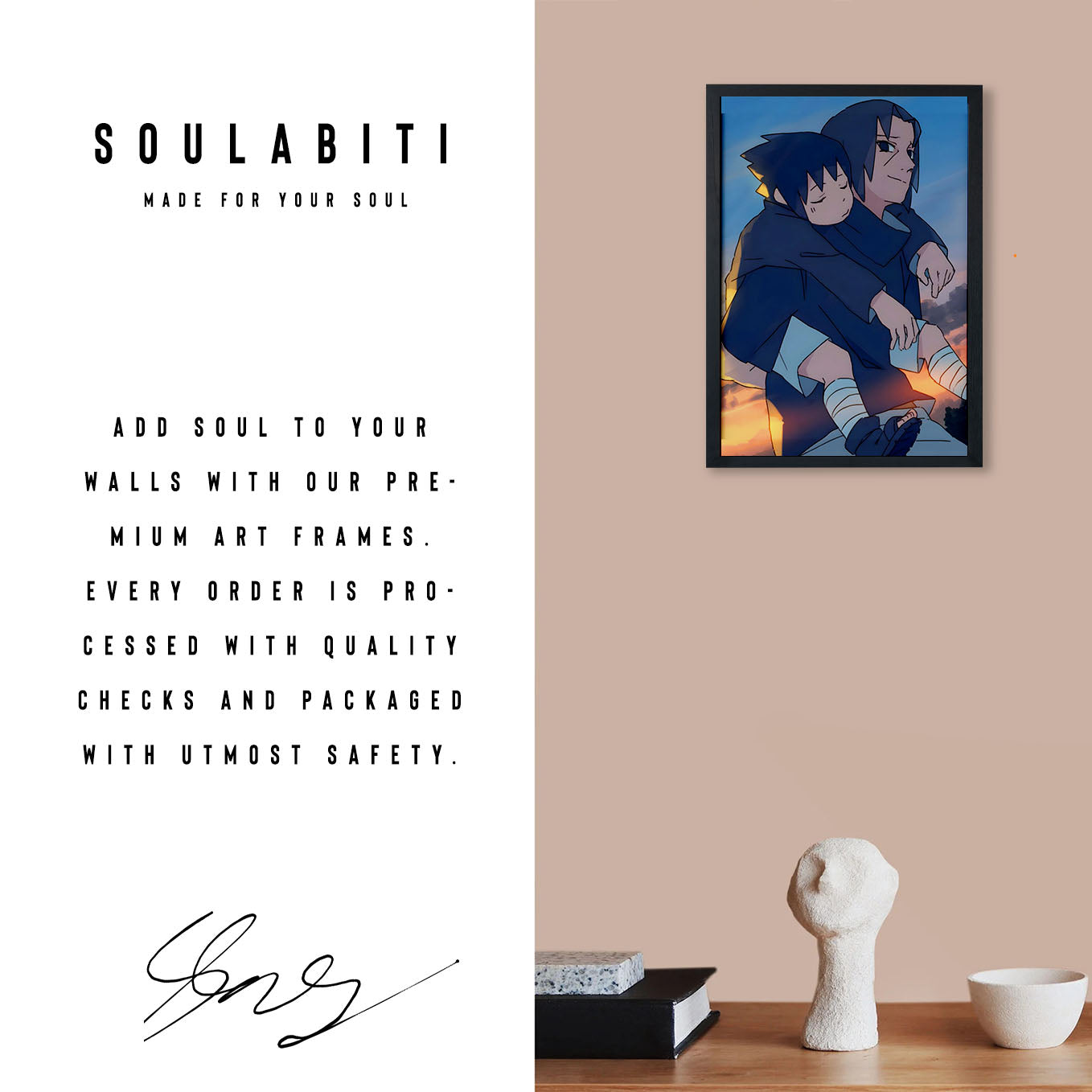 Naruto Sasuke On Itachi's Back Poster framed 13x19-Inch - SoulAbiti