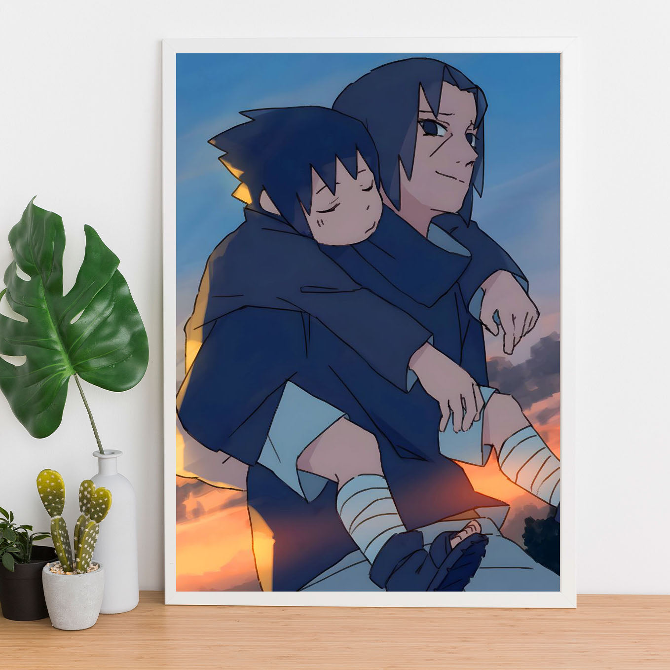 Naruto Sasuke On Itachi's Back Poster framed 13x19-Inch - SoulAbiti