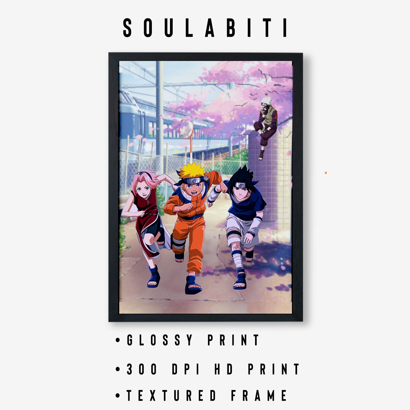 Naruto, Sasuke, Sakura Poster art framed 13x19-Inch - SoulAbiti
