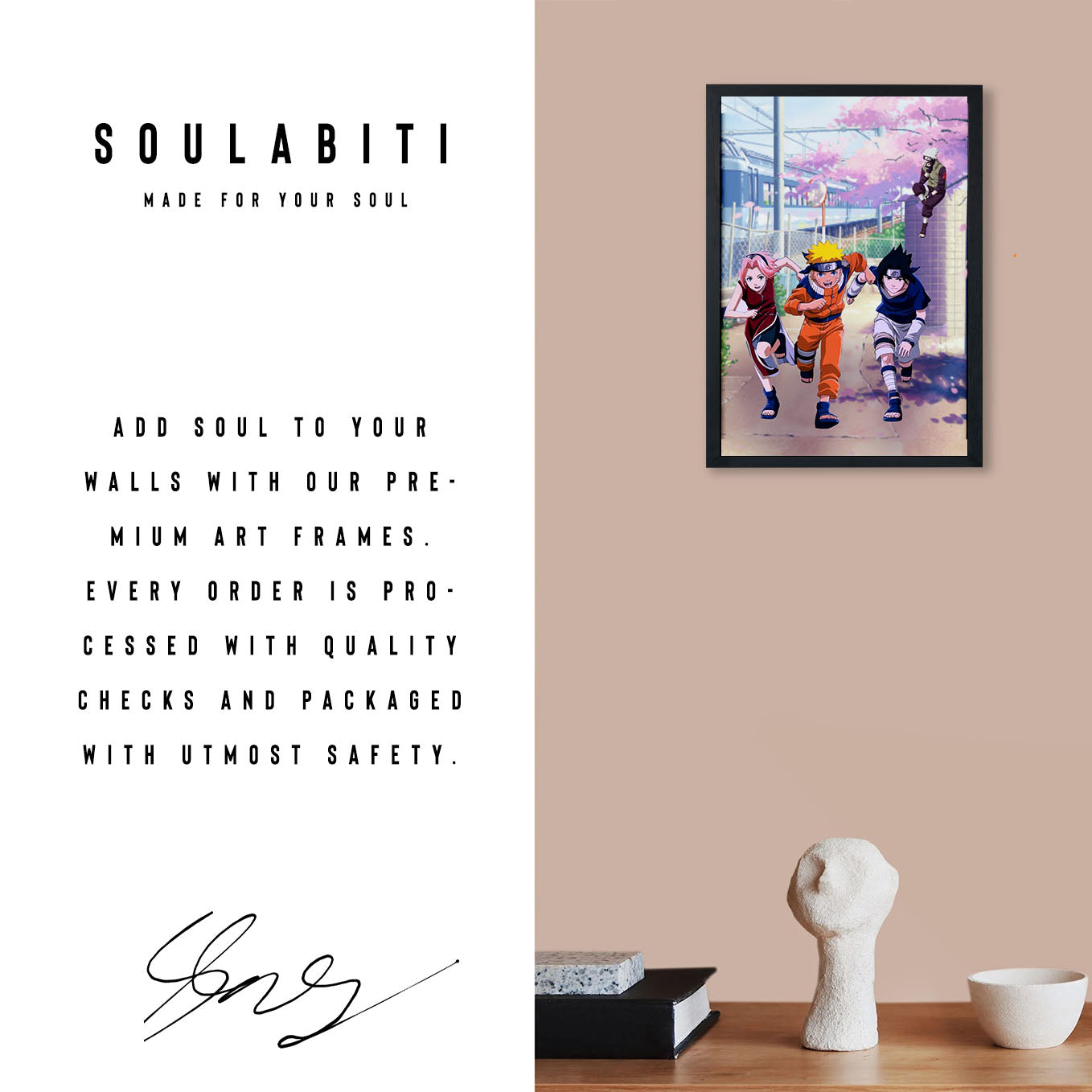 Naruto, Sasuke, Sakura Poster art framed 13x19-Inch - SoulAbiti
