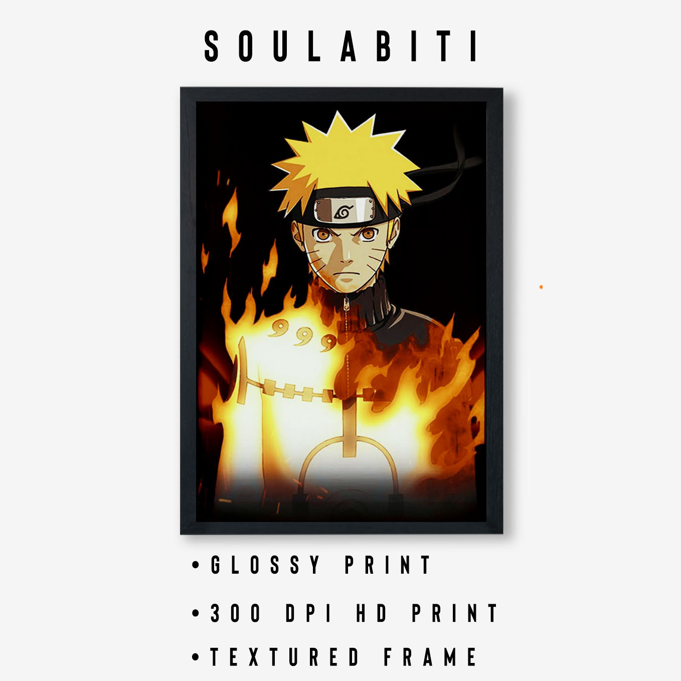 Naruto Tailed Chakra Poster art framed 13x19-Inch - SoulAbiti