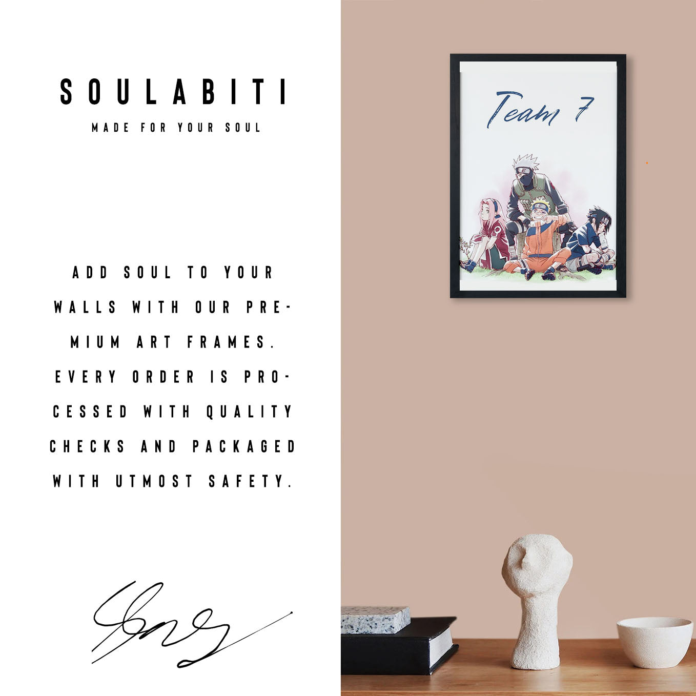 Naruto Team 7 Poster art framed 13x19-Inch - SoulAbiti