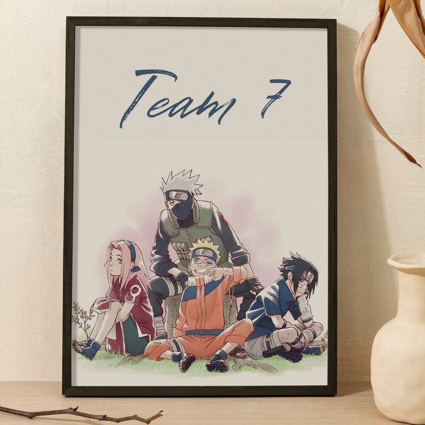 Naruto Team 7 Poster art framed 13x19-Inch - SoulAbiti