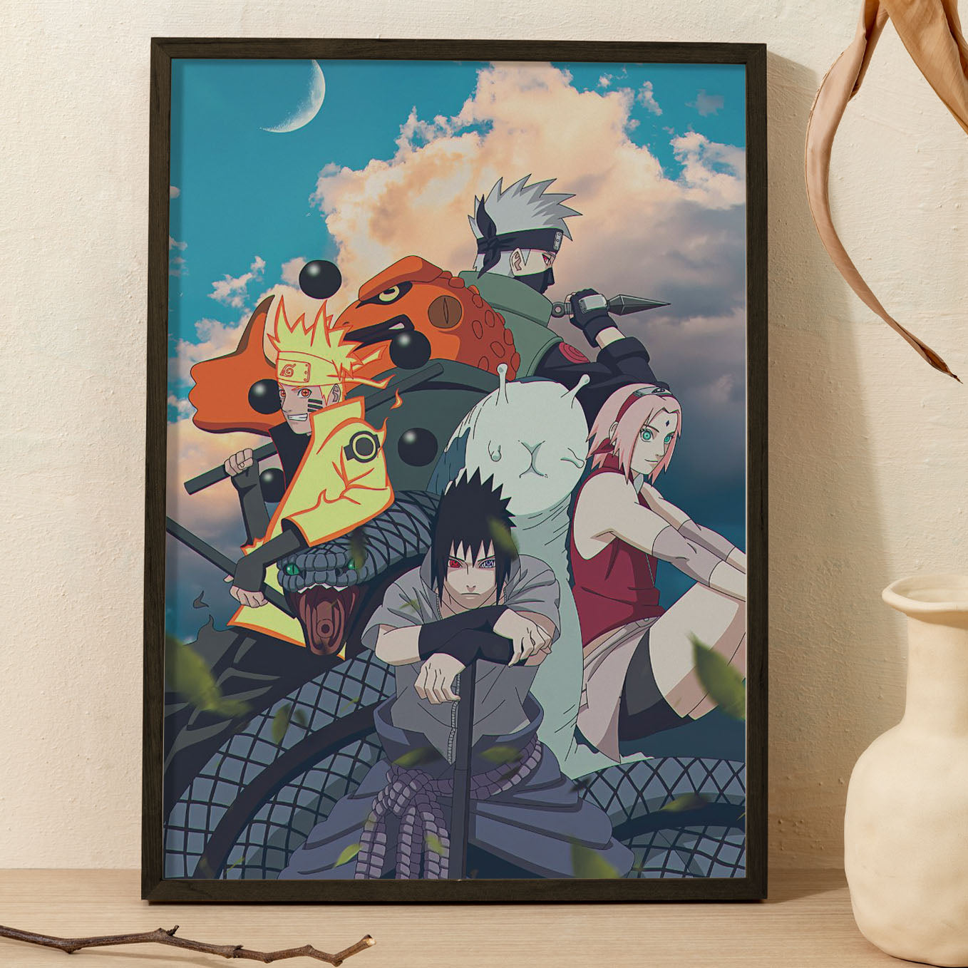 Naruto Team 7 Summoning Jutsu Poster framed 13x19-Inch - SoulAbiti