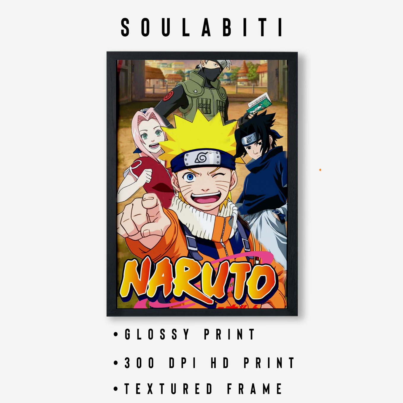 Naruto Team Kakashi Poster art framed 13x19-Inch - SoulAbiti