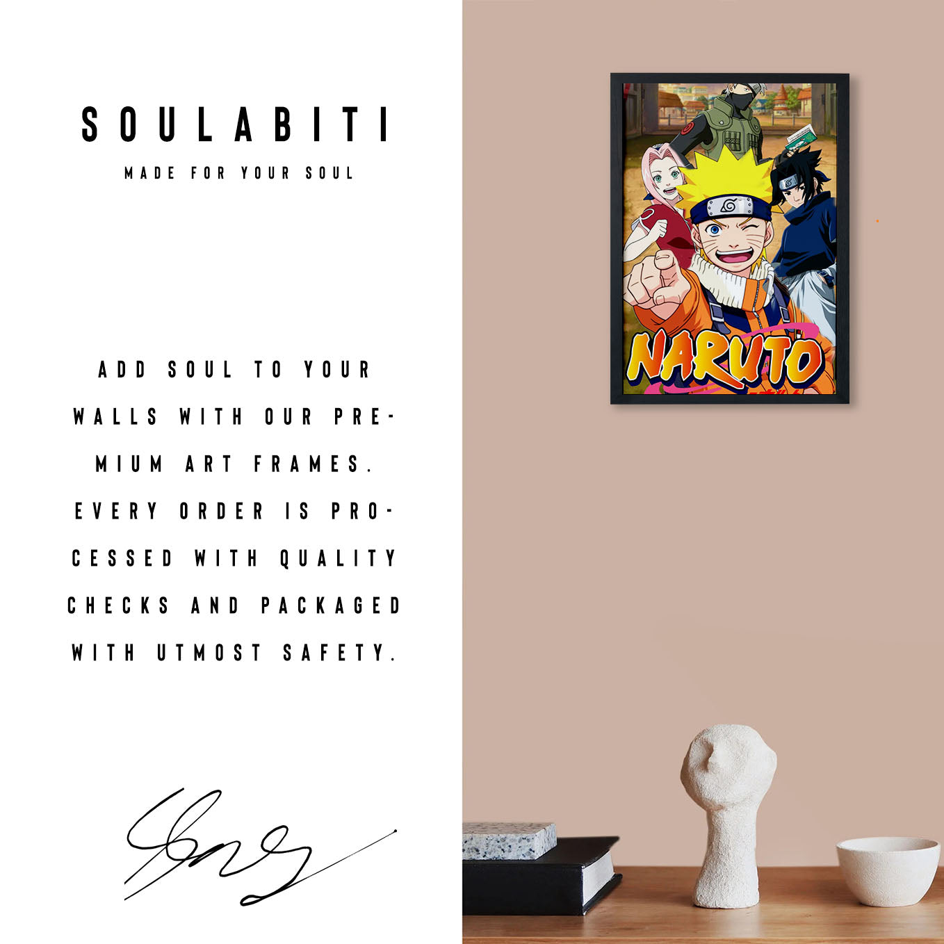 Naruto Team Kakashi Poster art framed 13x19-Inch - SoulAbiti