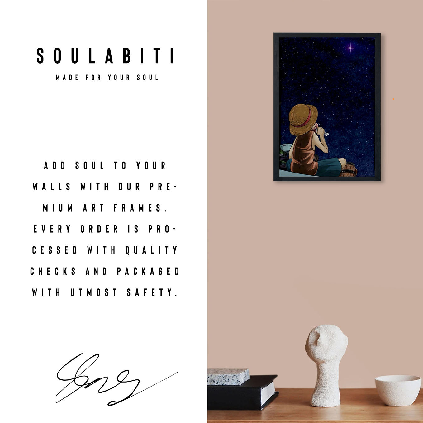 One Piece Child Luffy ambitions Poster Framed 13x19-Inch - SoulAbiti