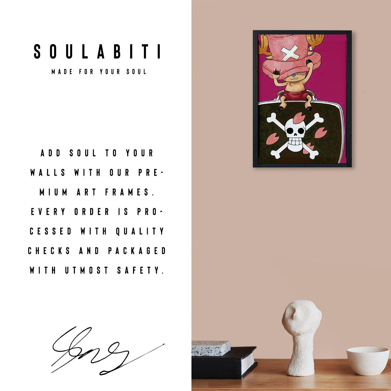 One Piece Chopper Hiriluk pirate flag Poster Art Framed 13x19-Inch - SoulAbiti