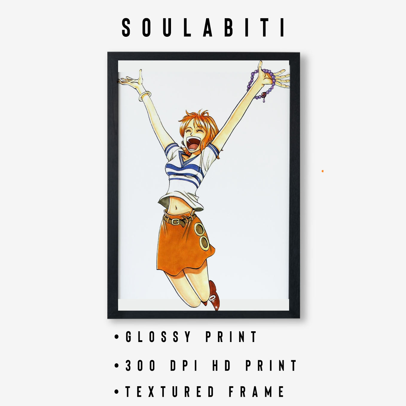 One Piece East Blue Cat burglar Nami Poster Art Framed 13x19 -Inch - SoulAbiti
