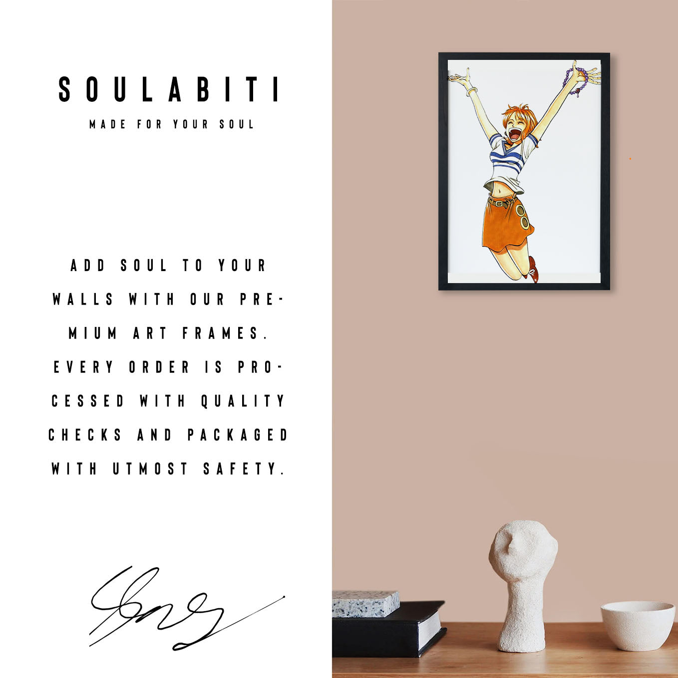 One Piece East Blue Cat burglar Nami Poster Art Framed 13x19 -Inch - SoulAbiti