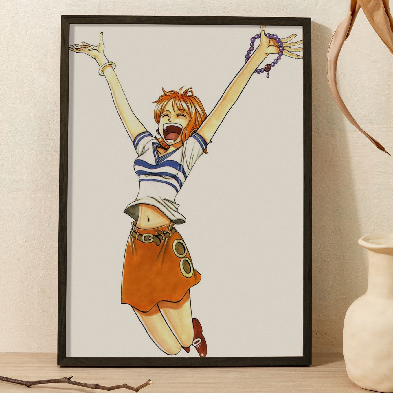 One Piece East Blue Cat burglar Nami Poster Art Framed 13x19 -Inch - SoulAbiti