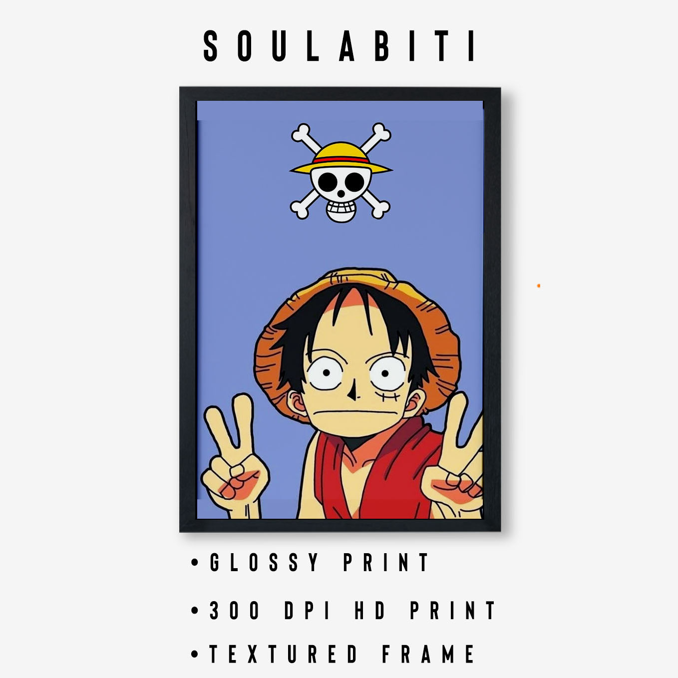 One Piece Funny Luffy Poster Art Framed 13x19-Inch - SoulAbiti