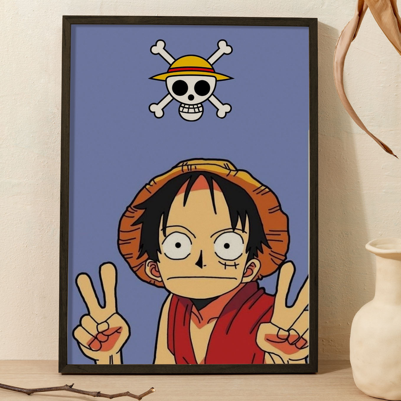 One Piece Funny Luffy Poster Art Framed 13x19-Inch - SoulAbiti