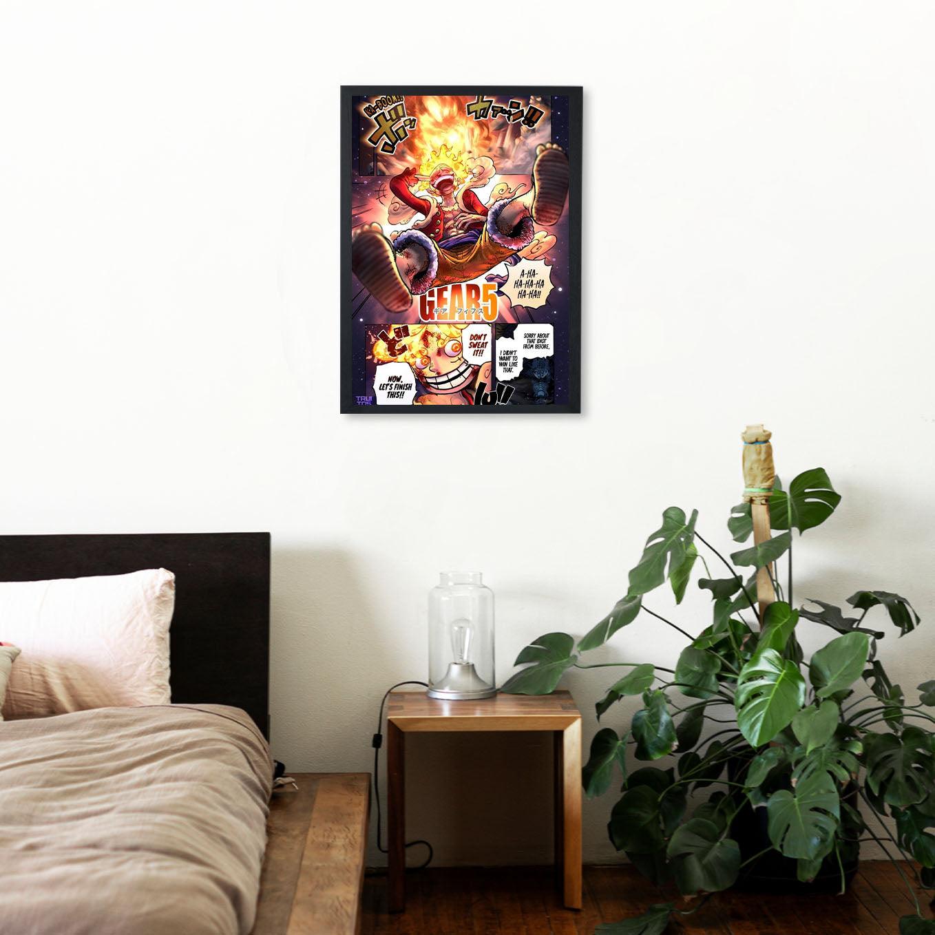 One Piece Gear 5 Luffy red drums of liberation framed art 13x19-Inch - SoulAbiti