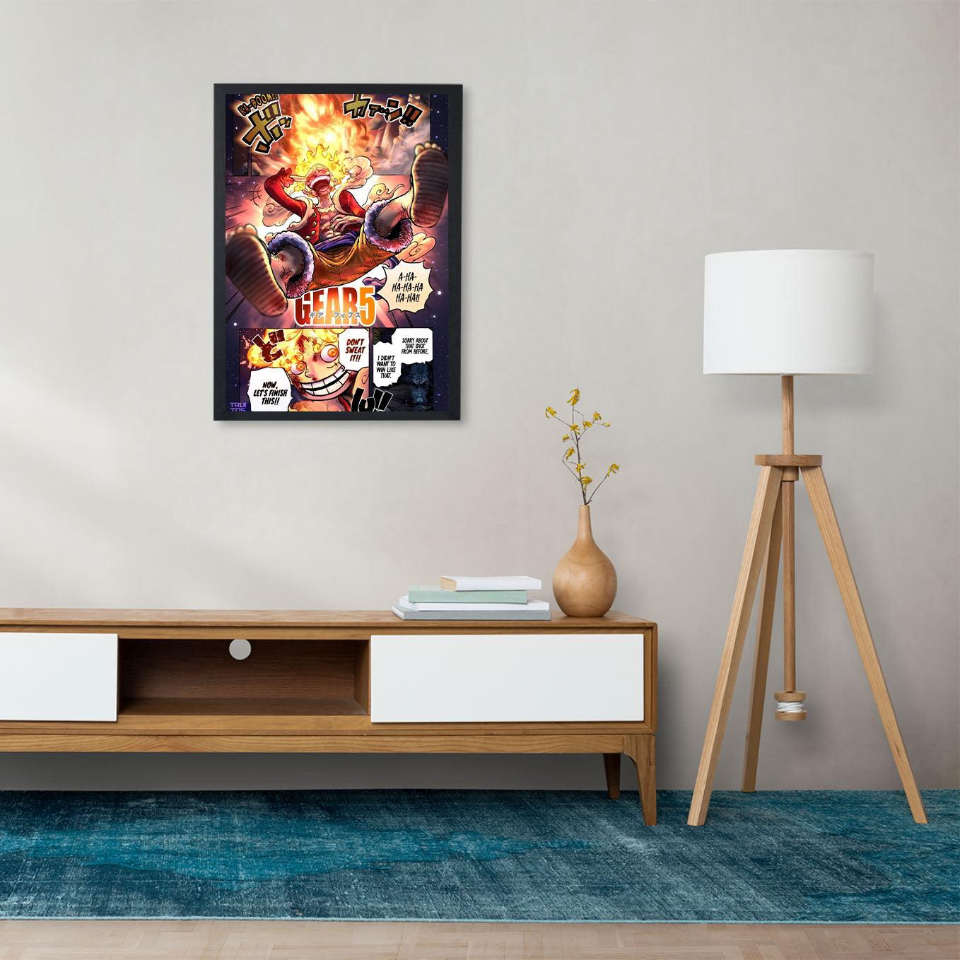 One Piece Gear 5 Luffy red drums of liberation framed art 13x19-Inch - SoulAbiti