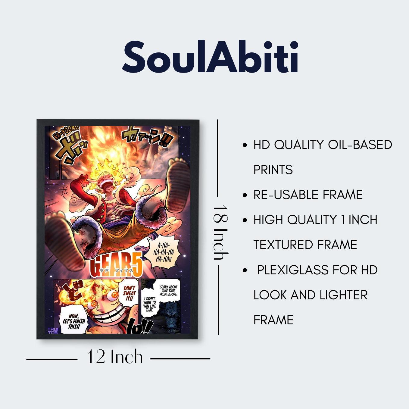 One Piece Gear 5 Luffy red drums of liberation framed art 13x19-Inch - SoulAbiti