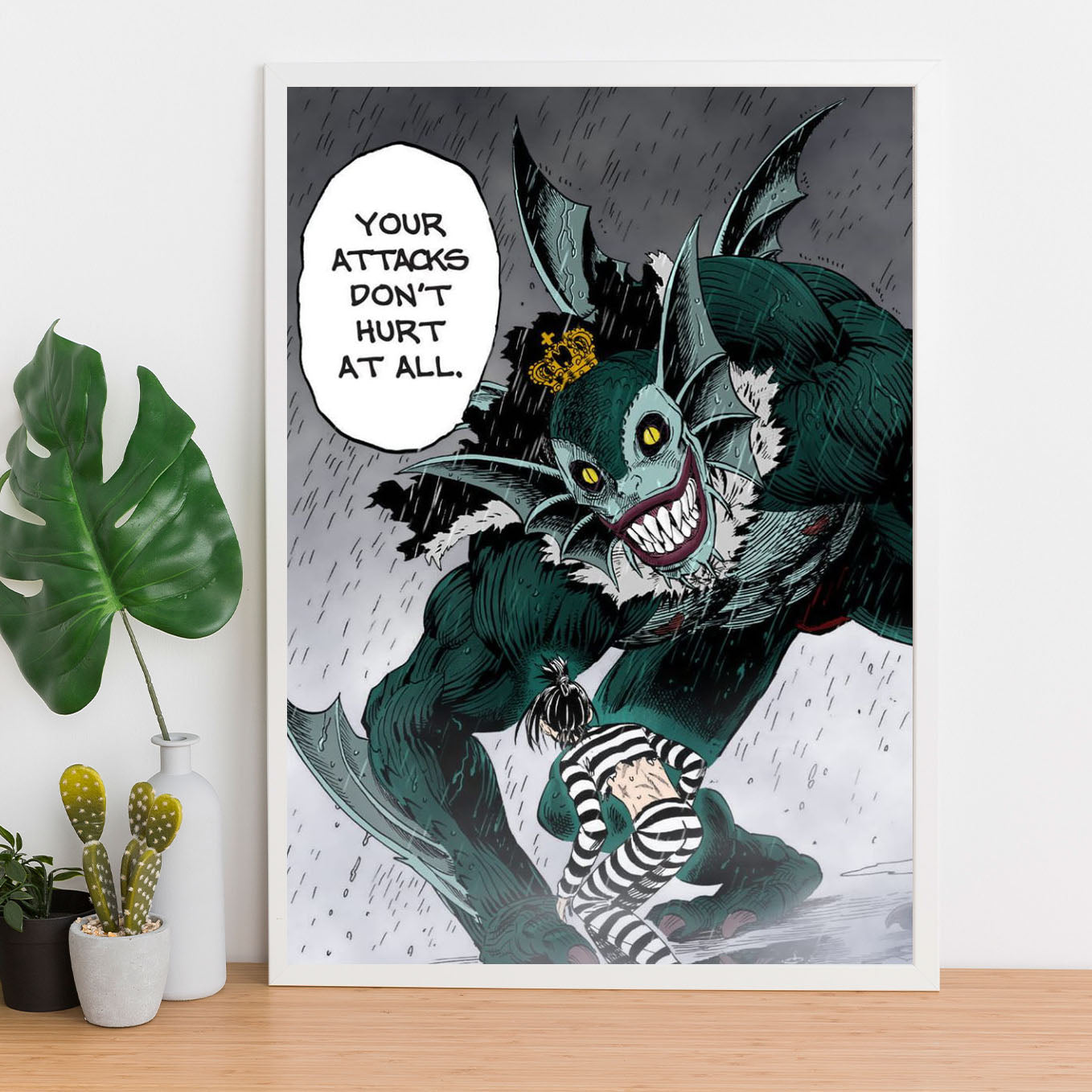 SoulAbiti One Punch Man Deep sea king and sonic Poster Art Framed (12x18-Inch, Plexi-Glass, Textured Frame) Framed Wall Décor, Ideal gift for anime fans - SoulAbiti