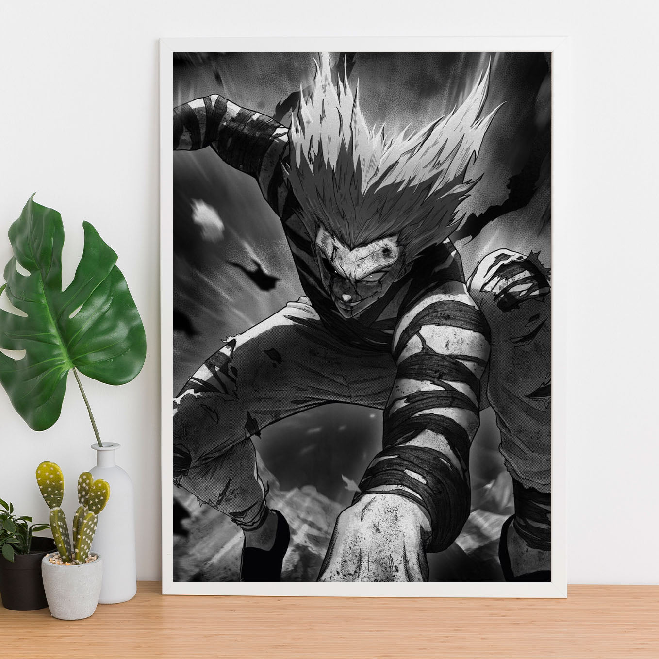 SoulAbiti One Punch Man Hero Hunter Garou illustration Poster Art Framed (12x18-Inch, Plexi-Glass, Textured Frame) Framed Wall Décor, Ideal gift for anime fans - SoulAbiti